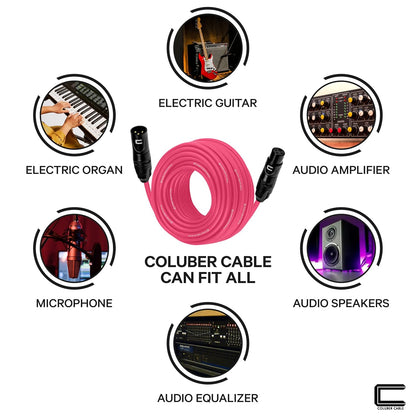 Balanced XLR Cable Male to Female - 6 Feet Pink - Pro 3-Pin Microphone Connector for Powered Speakers, Audio Interface or Mixer for Live Performance & Recording