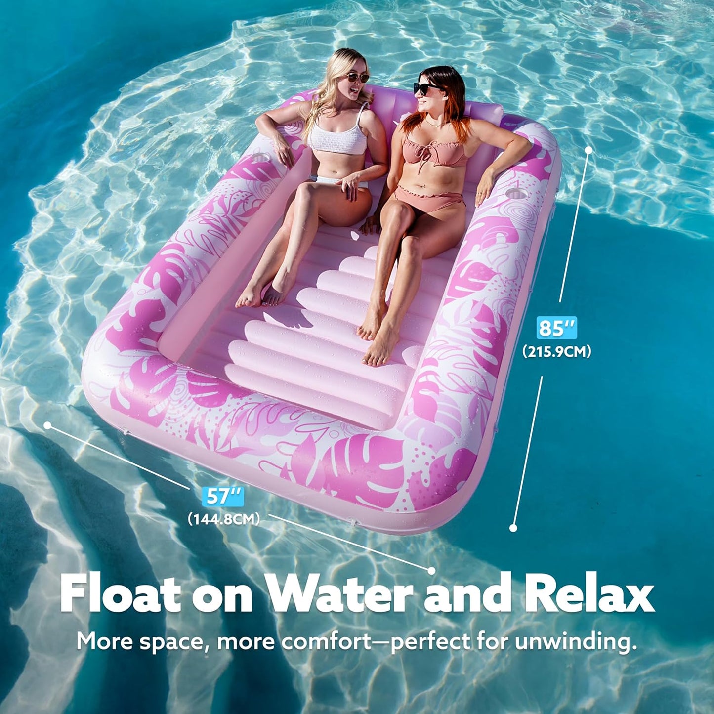 Sloosh Inflatable Tanning Pool Lounger Float-XL, 85" x 57" Extra Large Suntan Sun Tan tub for Adults, Bed Blow up, Raft Lounge Floatie, XL-Blue