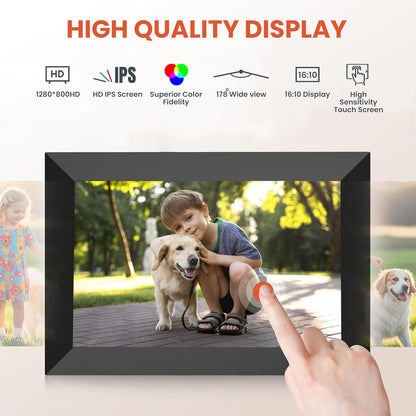 64 GB Frameo 10.1 Inch WiFi Digital Photo Frame | Digital Picture Frame with Large Storage (32GB Built-in+32GB SD Card)1280x800 HD IPS HD Touch Screen,Frameo Digital Frame Multi-Users & Auto Rotation