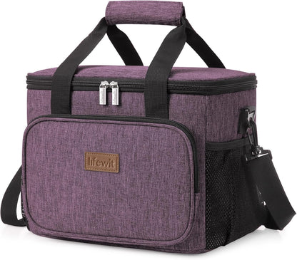 Lifewit Lunch Bag for Men, Insulated Lunch Box Leakproof Soft Cooler Cooling Tote for Adult Women, Waterproof Reusable Lunch Bags for Work Office Outdoor Picnic Camping, Black, 12-Can (9L)