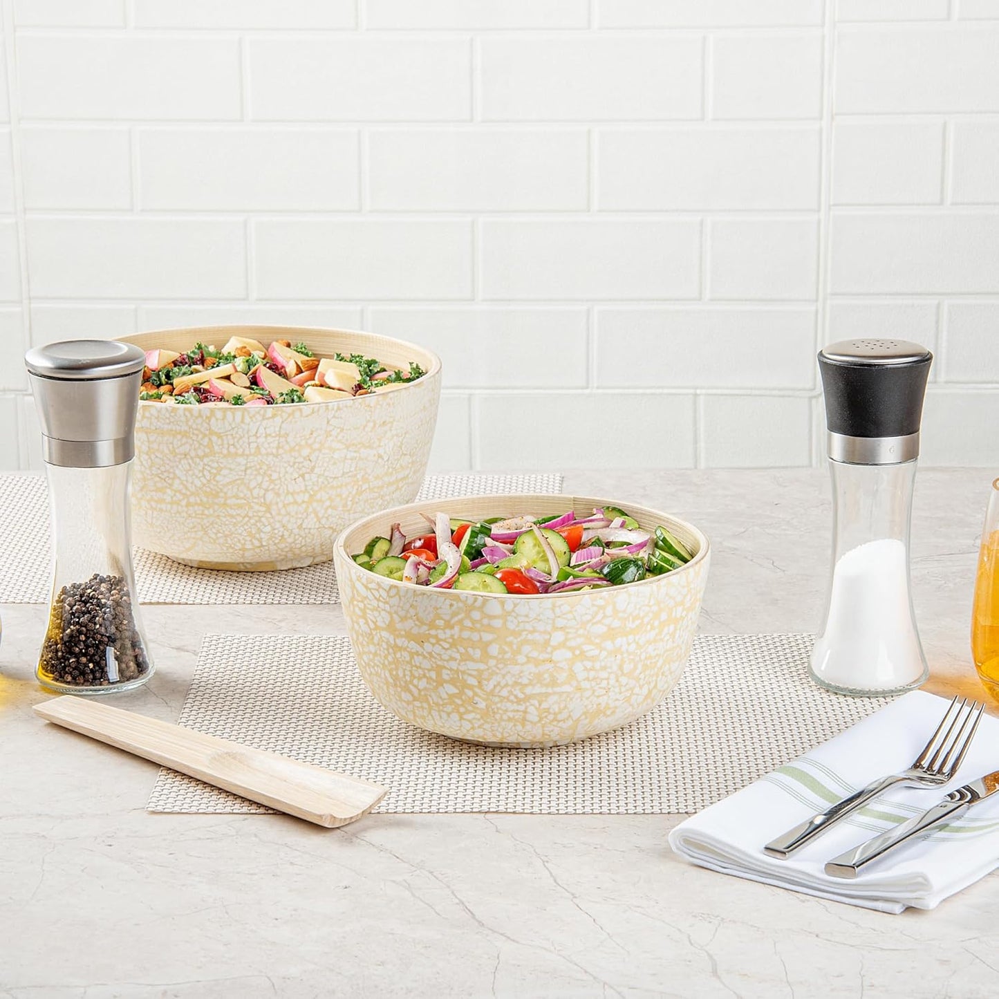 Restaurantware-Bambuddha 51 Ounce Extra Large Salad Bowl, 1 Heavy-Duty Round Salad Bowl - Sustainable, Reusable, Blue Bamboo Serving Dish, for Serving Salads, Fruits, and Appetizers