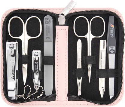 3 Swords Germany - brand quality 8 piece manicure pedicure grooming kit set for professional finger & toe nail care scissors clipper fashion leather case camou in gift box, Made in Germany
