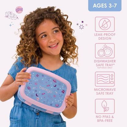 Bentgo Kids Prints Leak-Proof, 5-Compartment Bento-Style Kids Lunch Box - Ideal Portion Sizes for Ages 3-7, Durable, Drop-Proof, Dishwasher Safe, & Made with BPA-Free Materials (Green Rainbow)