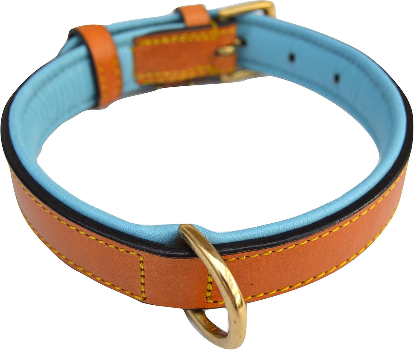 Soft Touch Collars Padded Leather Dog Collar, Large Brown - Genuine Real Leather, 24" Long x 1.5 Wide, Fits Neck Size 18" to 21" Inches