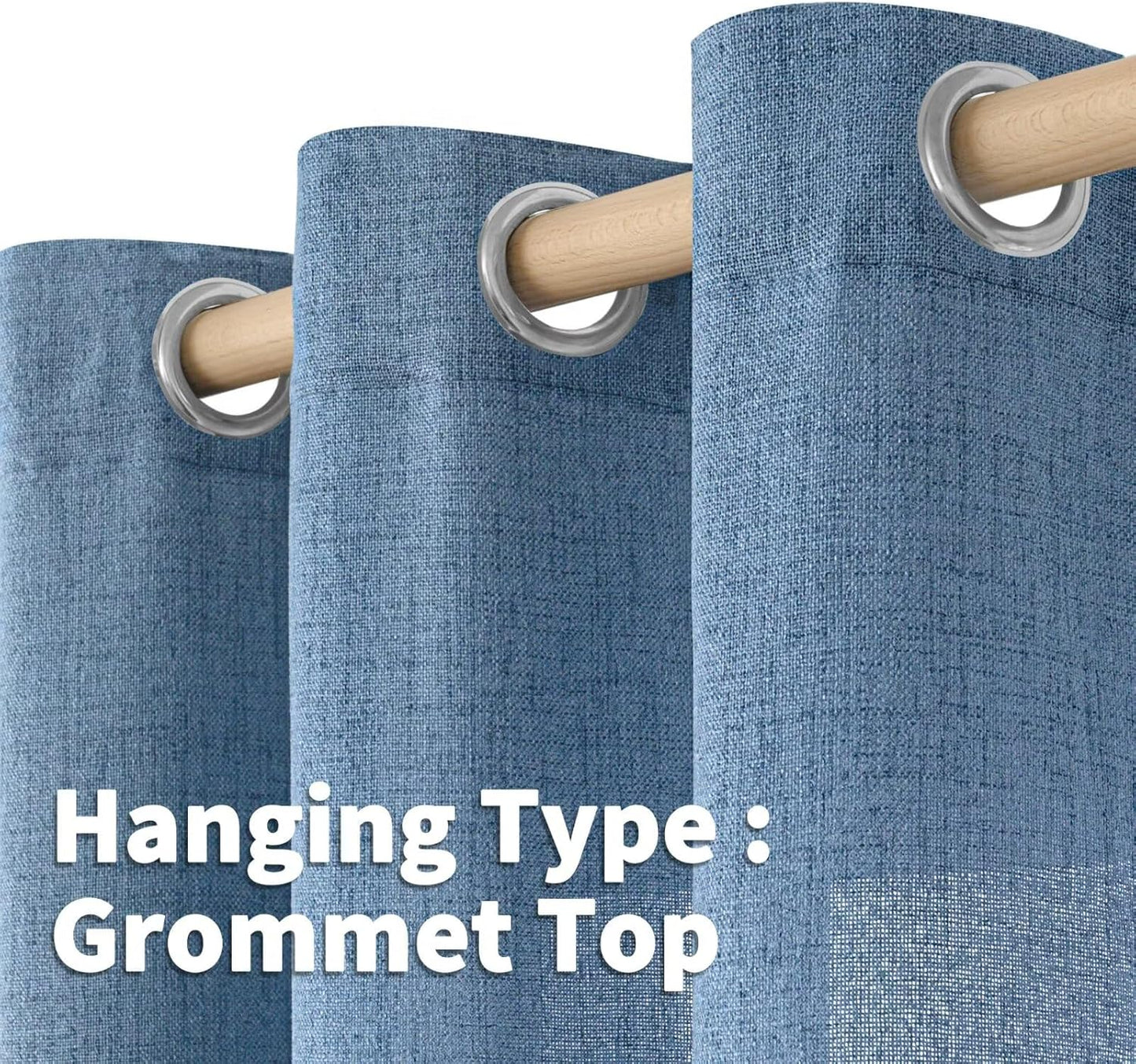 YoungsTex Natural Linen Curtains 84 Inch Long for Living Room Bedroom Grommet Top Light Filtering Privacy Linen Textured Window Semi Sheer Drapes, 2 Panels, 52x84 Inch, Natural