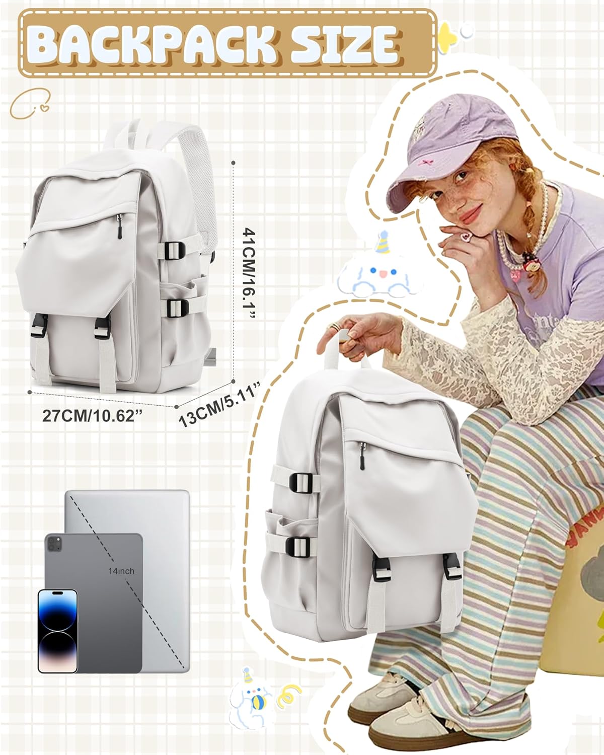 School Backpack for Women Men College High School Bags for Boys Girls Casual Daypack Laptop Backpack Waterproof Black Bookbag Travel Rucksack