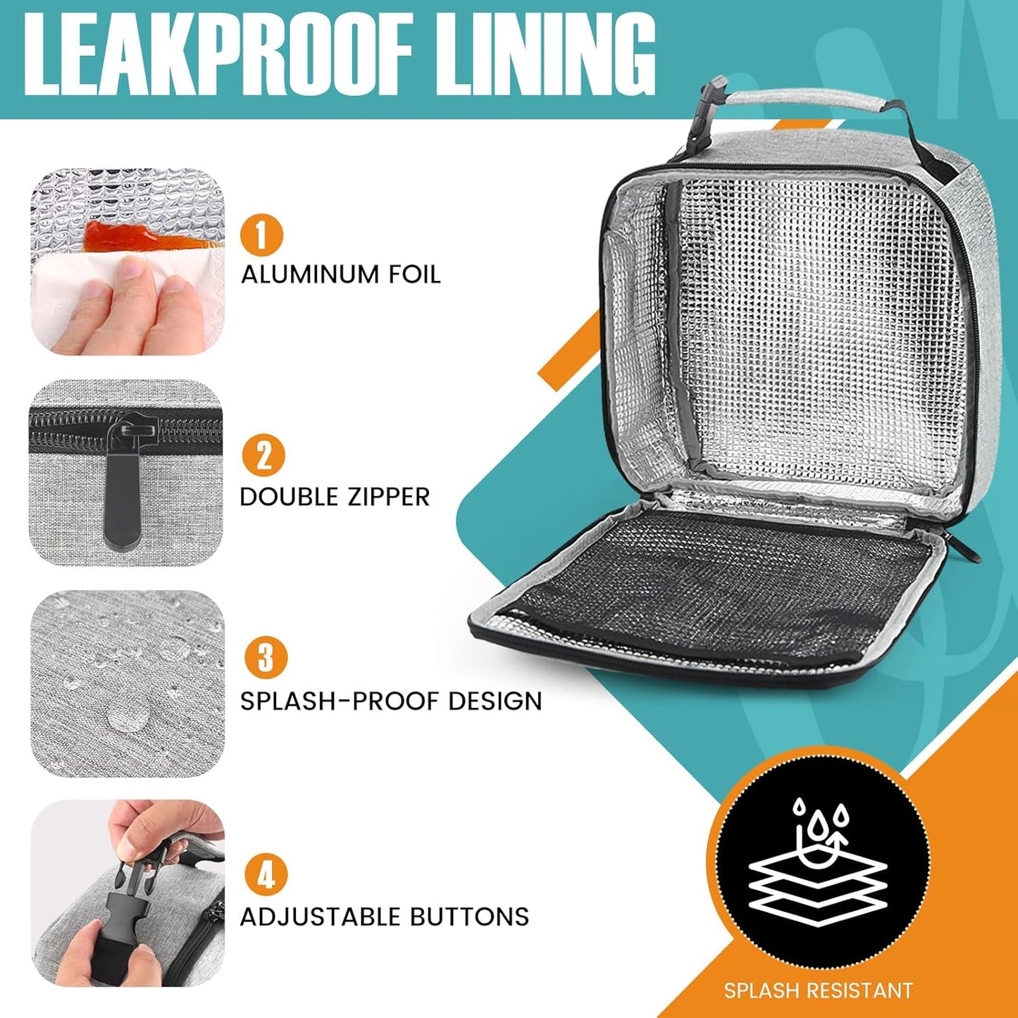 Lunch Bag for Men/Women, Reusable Lunch Box for Adult, Small Insulated Lunch Box, Lunch Tote Bag for Office, Work, Picnic