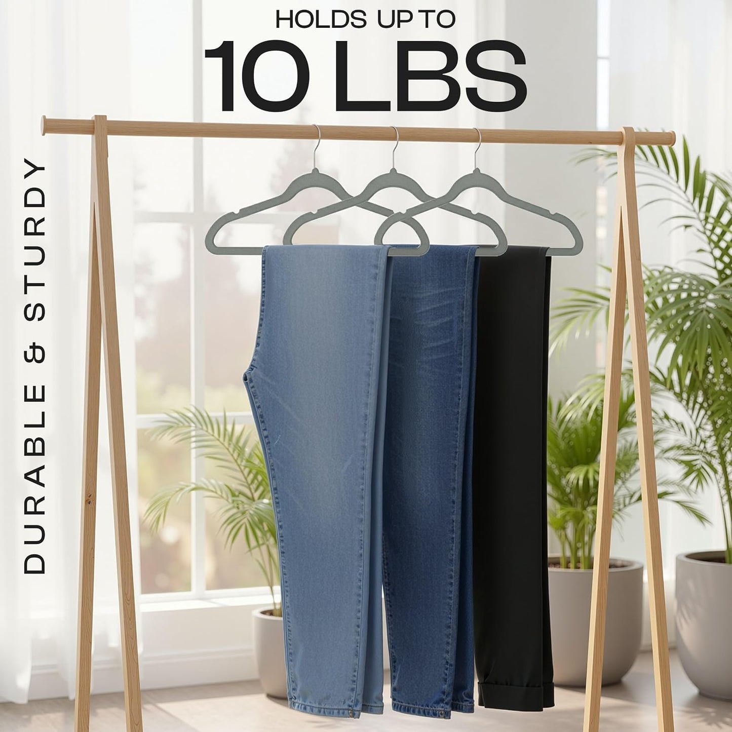 Utopia Home Velvet Hangers 50 Pack, Heavy Duty, Non-Slip, Space Saving Felt Clothes Hangers with 360° Hook & Notches (Grey)