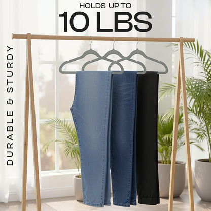 Utopia Home Velvet Hangers 50 Pack, Heavy Duty, Non-Slip, Space Saving Felt Clothes Hangers with 360° Hook & Notches (Grey)