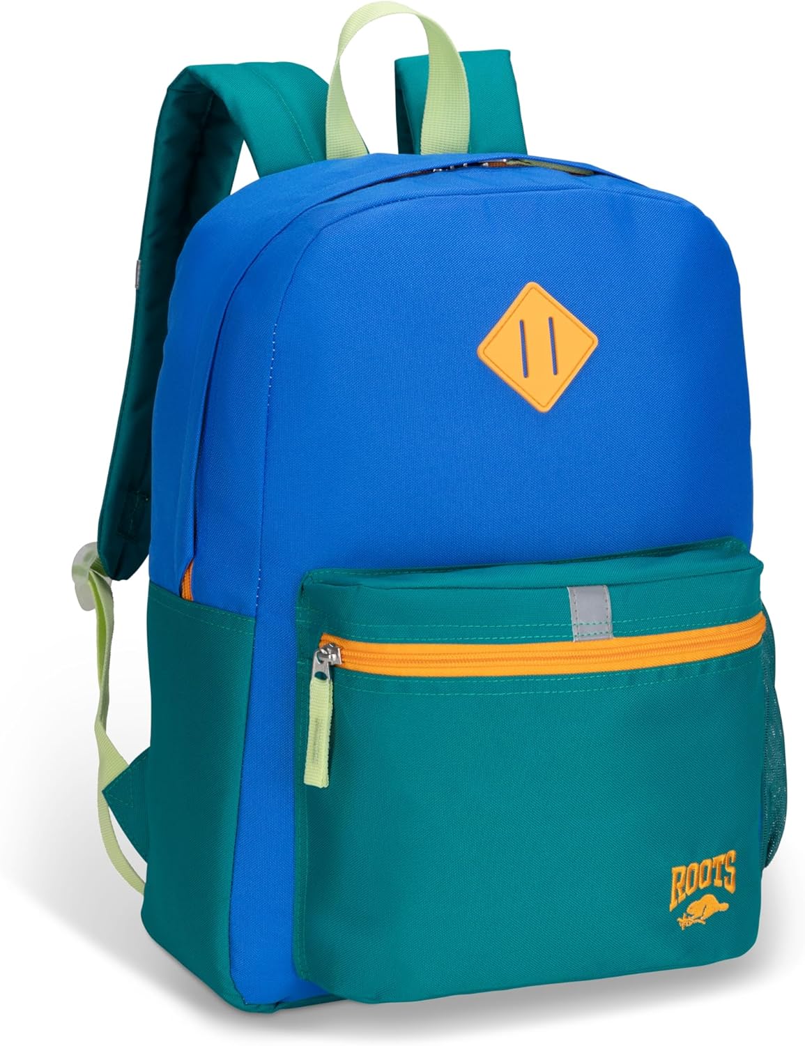 Roots Kids Lightweight Backpack — Made from 100% Recycled Fabrics with Rain Flap, Bottle Pocket, Reflective Accent, and Back Padding — 22.5 litres, Pink & Purple