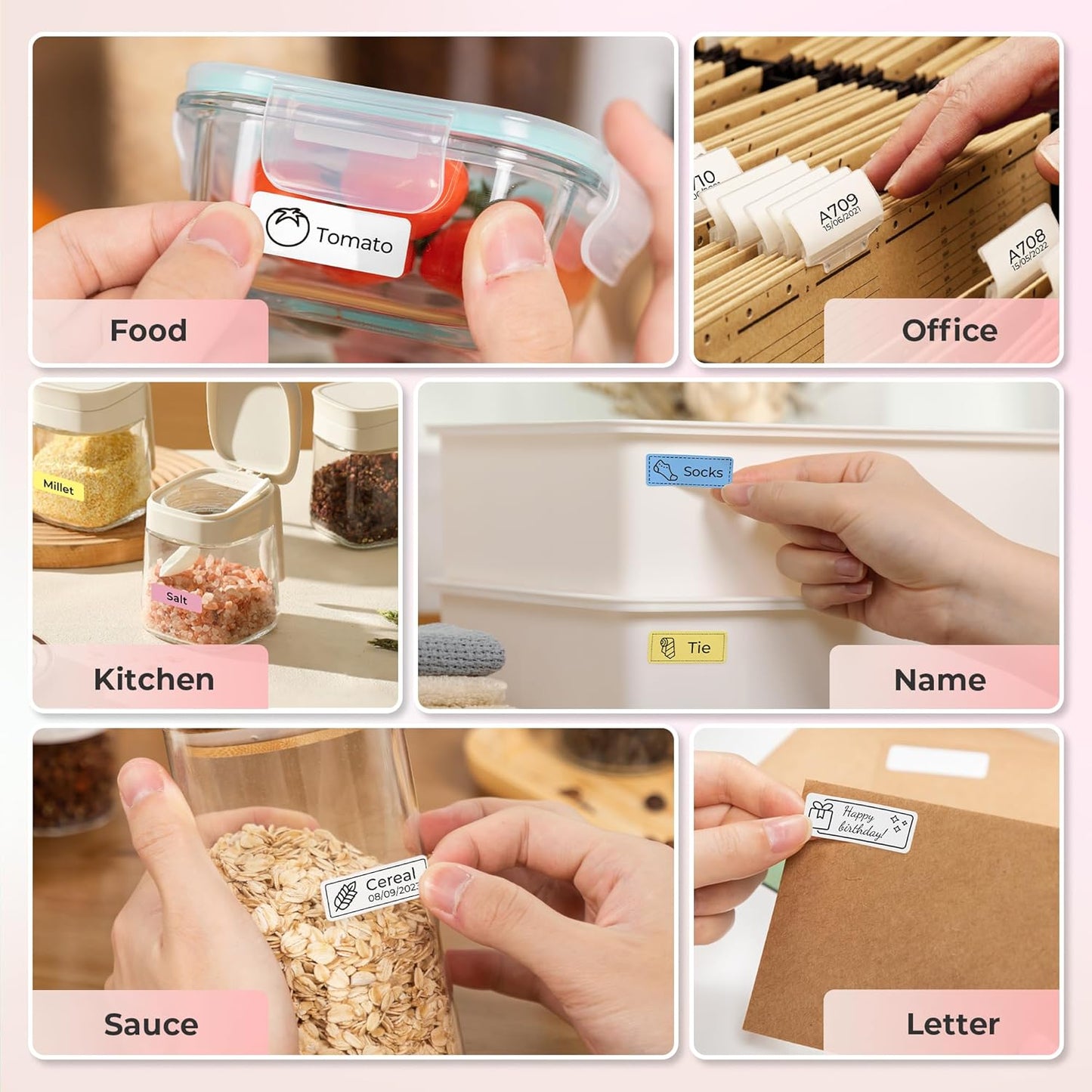 Label Maker Machine with Tape, P21 Portable Bluetooth Label Printer, Wireless Built-in Cutter Sticker Maker Mini Label Makers with Multiple Templates for Organizing Storage Office Home, Black