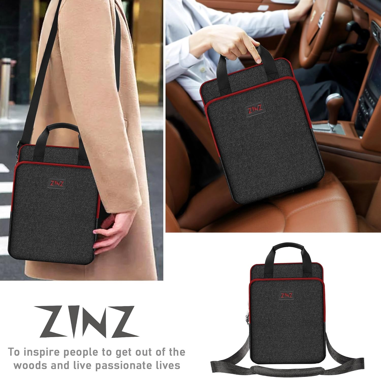 ZINZ Slim & Expandable Case 12.9 13 inch Travel Laptop Shoulder Bag for MacBook Air 13" M3/M2/M1, MacBook Pro 13" M2/M1, iPad Pro 12.9"/13"/11", iPad Air 13",L01G03 - PuriLite