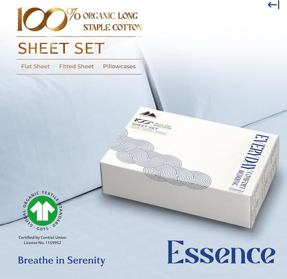 Mayfair Linen 100% Organic Cotton Percale Sheets Full Size - White Cotton Percale Sheets Full, 4 Piece Full Percale Sheet Sets, Soft & Crisp, Cooling Sheets, 16" Deep Pocket Hotel Sheets Full Size