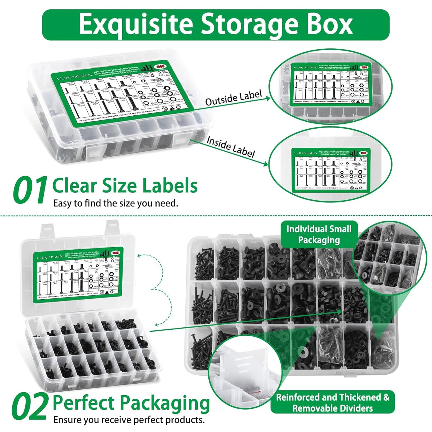860PCS Metric Screw Assortment Kit, M2 M3 M4 M5 Machine Screws with Lock & Flat Washers, 10.9 Grade Alloy Steel, Metric Hex Button Head Cap Nuts and Bolts Assortment Kit with 4 Wrenches