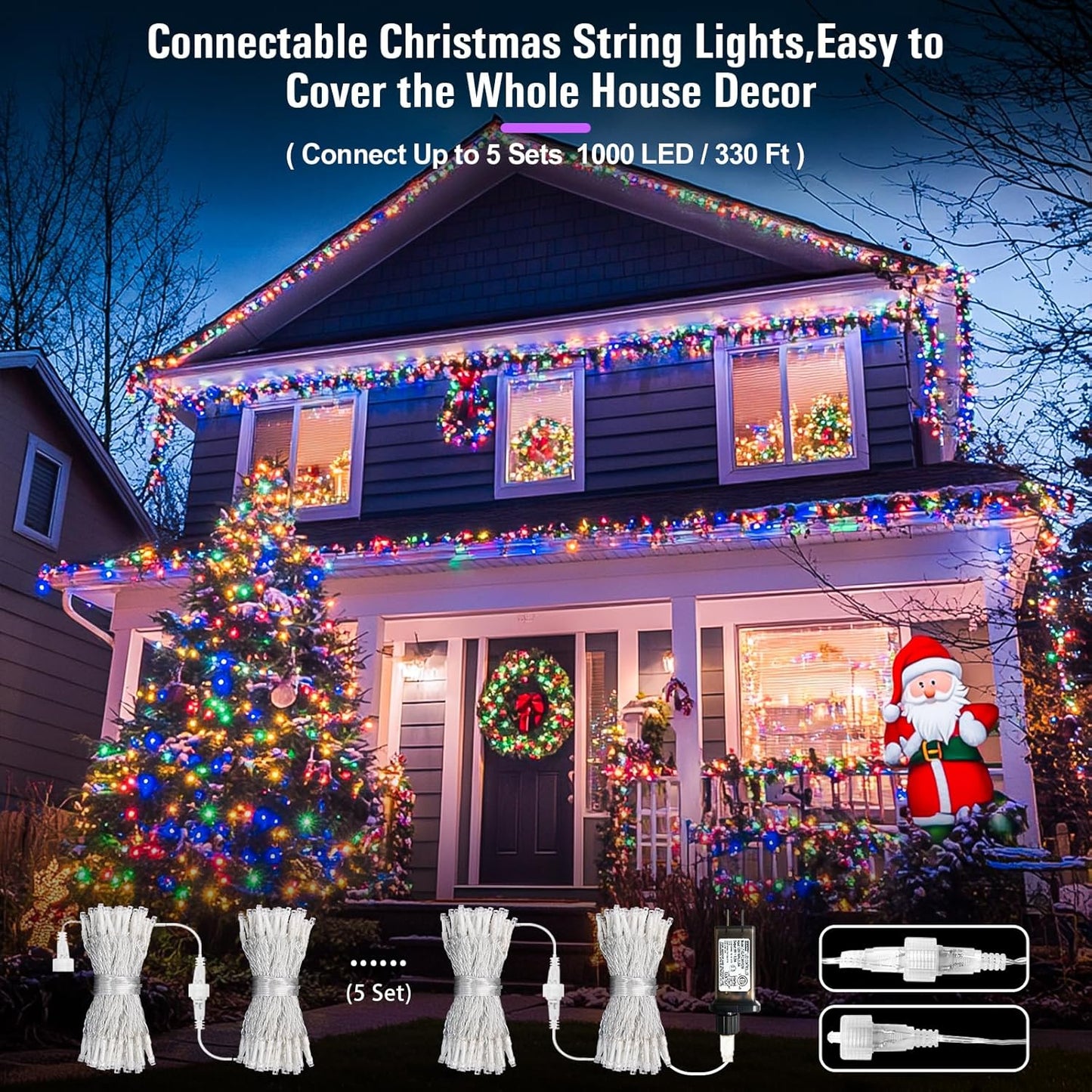 JMEXSUSS 66ft 200 LED Halloween Lights Outdoor, Orange String Lights Clear Wire, 8 Modes Orange Halloween Christmas String Lights Plug in for Tree Indoor Patio Garden Thanksgiving Decorations