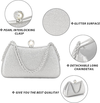 Buric Evening Clutch Bag for Women Glitter Shiny Dress Purse Wedding Bride Handbags Evening Clutches for Cocktail Party