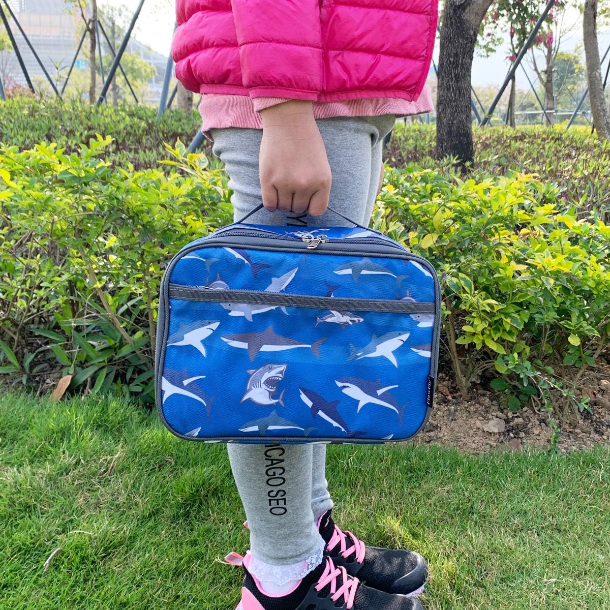 FlowFly Kids Lunch Box Insulated Soft Bag Mini Cooler Back to School Thermal Meal Tote Kit for Girls, Boys, Black