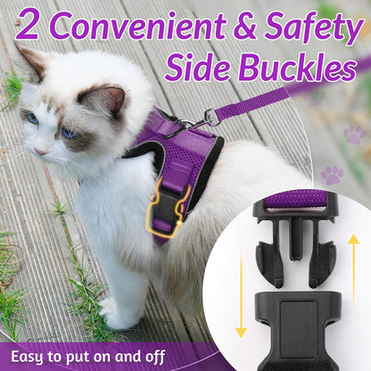 rabbitgoo Cat Harness and Leash for Walking, Escape Proof Soft Adjustable Vest Harnesses for Small Medium Cats, Easy Control Breathable Reflective Strips Jacket, XS, Black