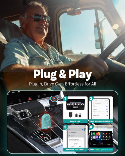 OTTOCAST Mini 2025 Wireless CarPlay & Android Auto 2-in-1 Adapter, Plug & Play, 5GHz WiFi, Auto Connect for iPhone & Android, Fits 98%+ OEM Wired CarPlay Cars (Green)