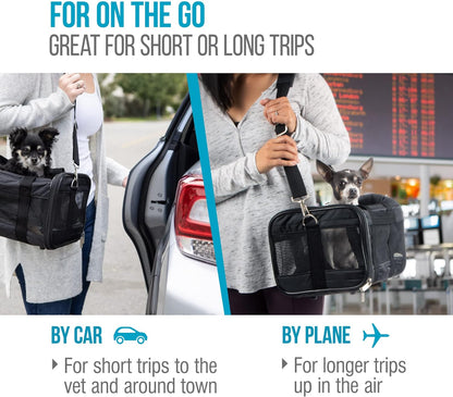 Sherpa Original Deluxe Travel Bag Pet Carrier, Airline Approved & Guaranteed-On-Board - Mesh Panels & Spring Frame, Locking Safety Zippers, Machine Washable Liner - Charcoal Gray, Medium