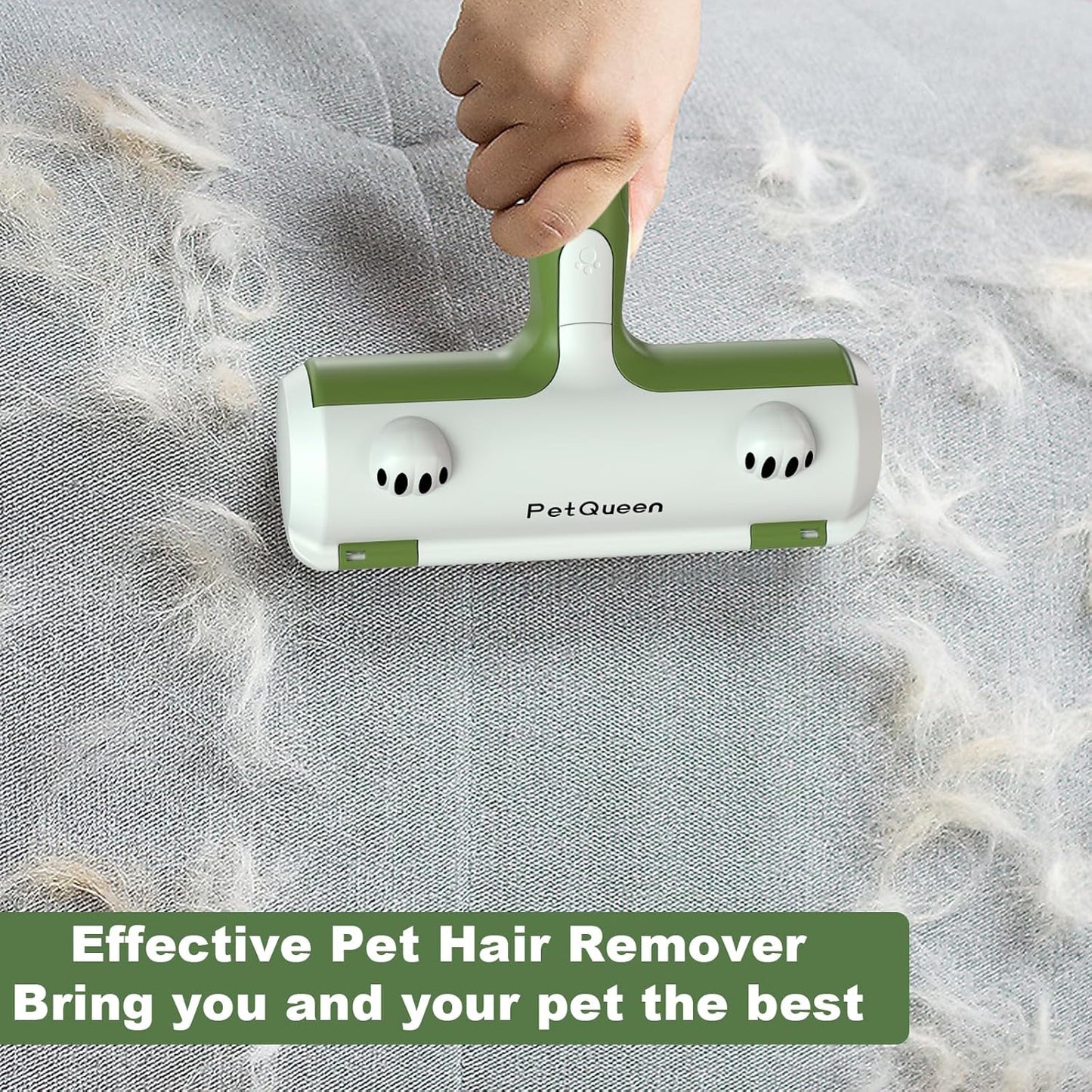 Pet Hair Remover Roller, Reusable Dog Cat Hair Removal Brush, Self Clean Lint Roller Pet Fur from Carpet, Furniture, Rugs, Bedding, Sofa-Green and White