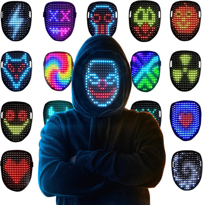 LED Mask Light Up Mask with Gesture Sensing, Cool Face Transforming Mask, Perfect Gifts for Halloween Costume Cosplay Party