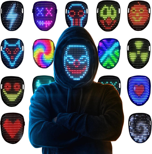 LED Mask Light Up Mask with Gesture Sensing, Cool Face Transforming Mask, Perfect Gifts for Halloween Costume Cosplay Party