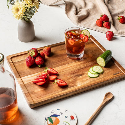 SMIRLY Wood Cutting Boards For Kitchen Meal Prep & Serving, Bamboo Cutting Board Set, Charcuterie Chopping Boards and Wooden Cutting Boards for Kitchen