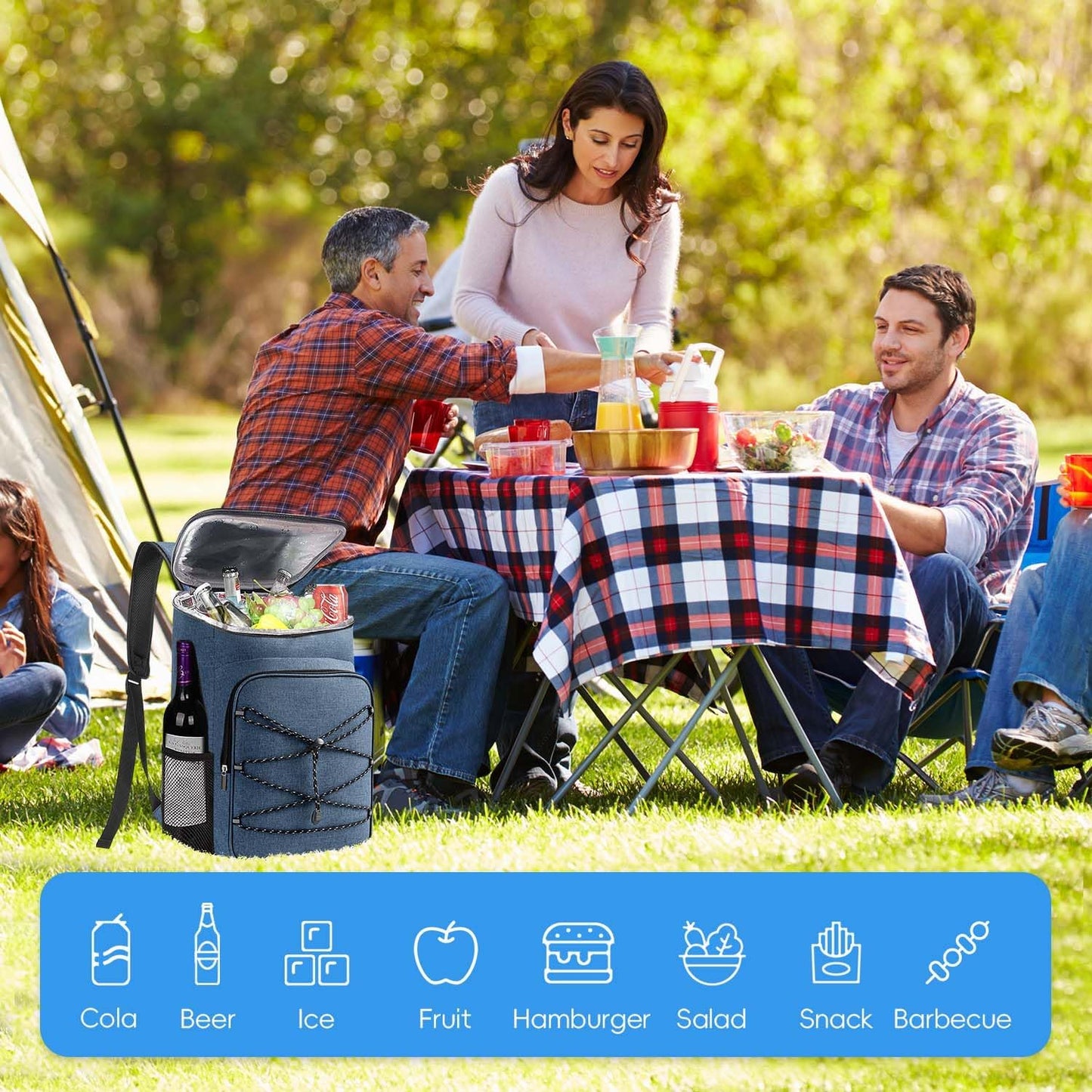 Bagtopia Camping Cooler Backpack 25 Cans, Leak Proof Insulated Thermal Bag, Beach Travel Picnic Lunch Backpack for Men Women