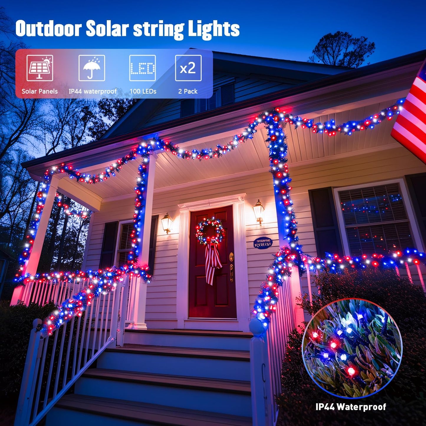 JMEXSUSS 2 Pack 75.5ft Orange Solar Christmas Lights, Total 400 LED Solar String Lights Outdoor Waterproof, 8 Modes Orange Halloween Lights for Tree Patio Garden Thanksgiving Halloween Decorations