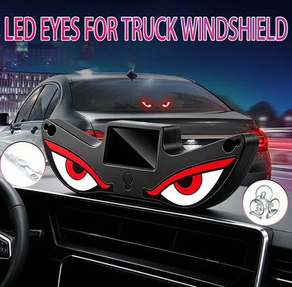 Solar Demon Eye LED Car Wireless Window Light, Eye Light for Windshield Suction Cup Dynamic Windshield Ambient Lamp Solar and USB Powered Lights for SUV, Truck,Van,RV(Red/WhiteEye/Nighttime use)