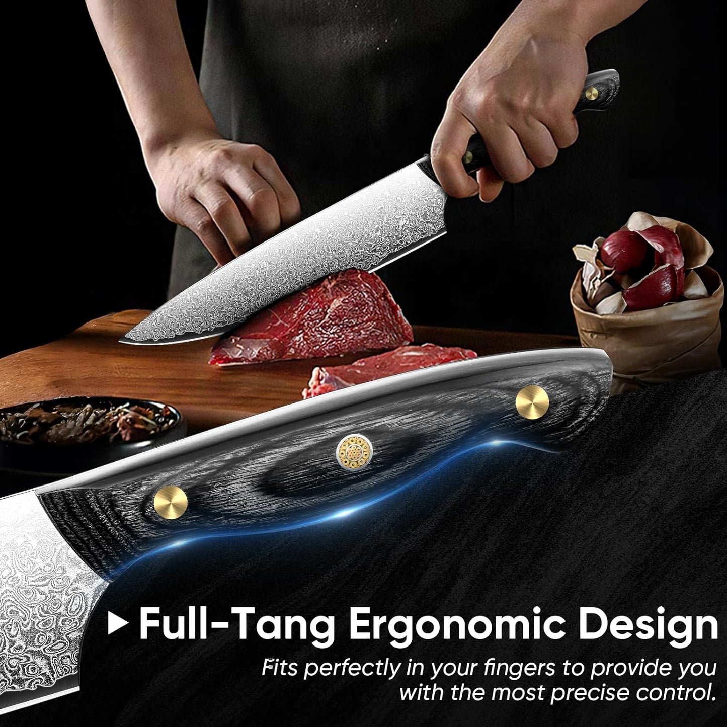 Purple Dragon Damascus Fish Fillet Knife - 7 inch Flexible Boning Knife with VG10 Core, Kitchen Slicing Knife with Full Tang Handle, Birthday Dad Mom Gift