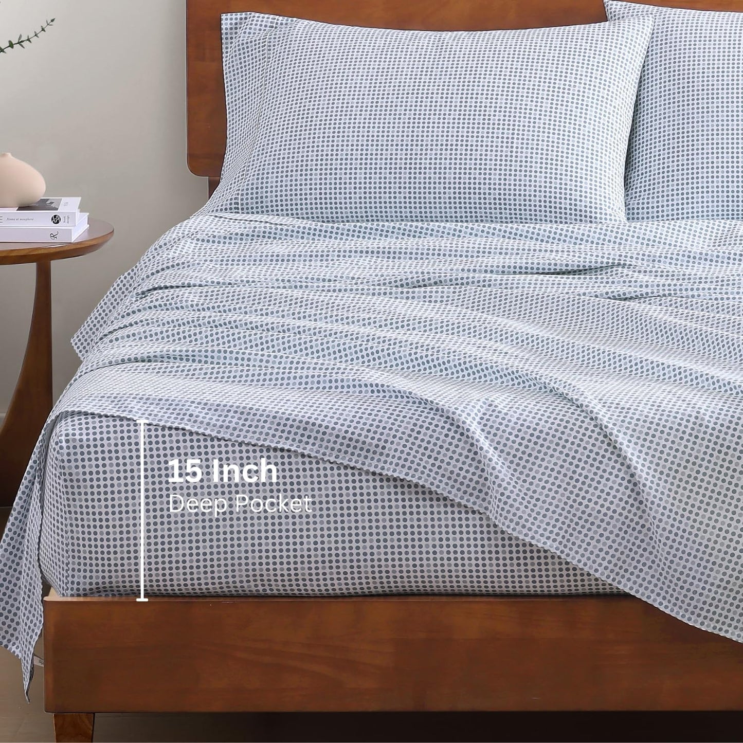 Lane Linen 100% Organic Cotton Queen Sheet Set, 4-Piece Percale Bed Sheets for Queen Bed - Soft, Breathable, Hypoallergenic, Deep Pocket Fits Mattress Up to 15" Deep, Hotel Quality Sheets - White