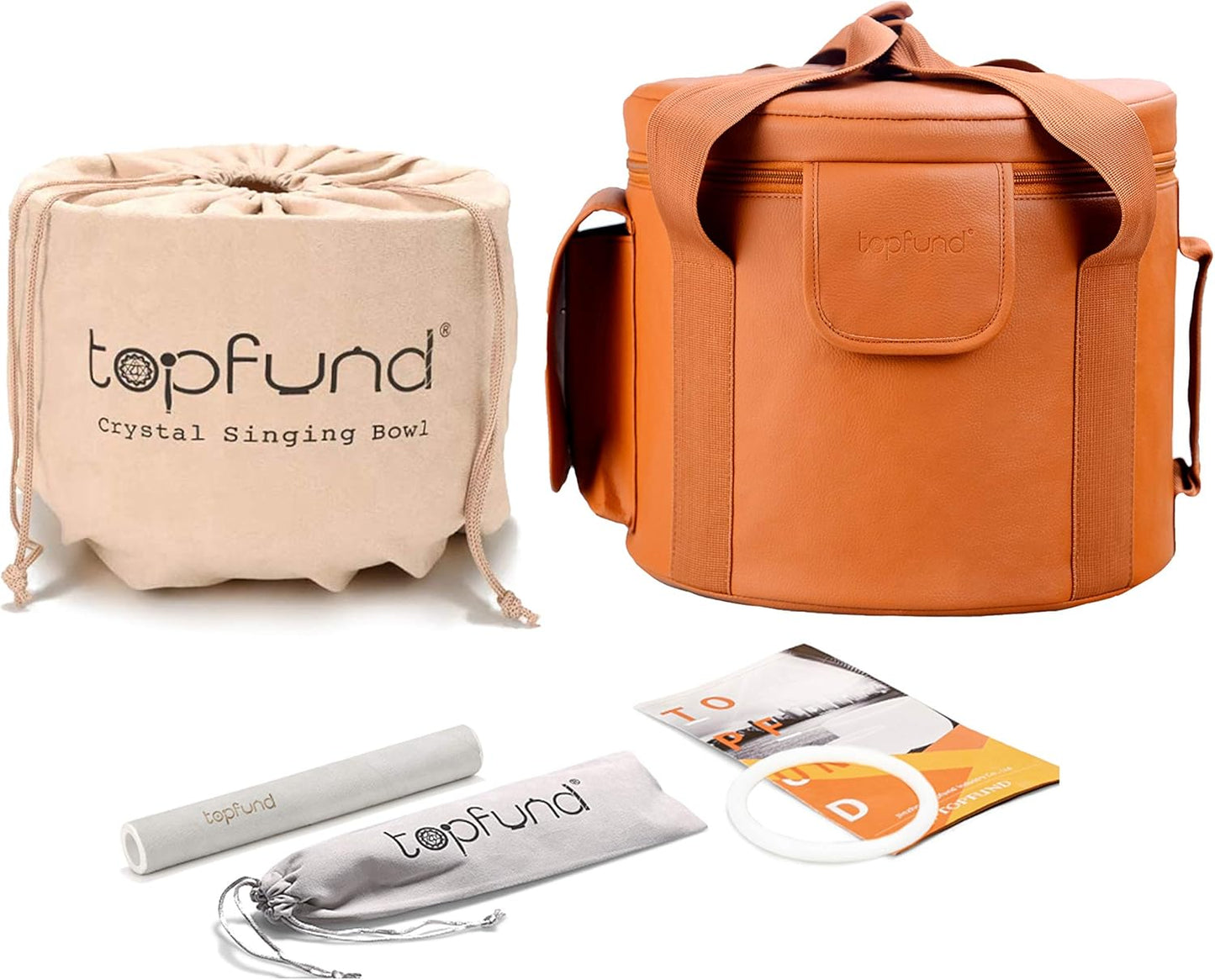 TOPFUND F Note Crystal Singing Bowl Heart Chakra 8 inch with Heavy Duty Carrying Case and Suede Striker