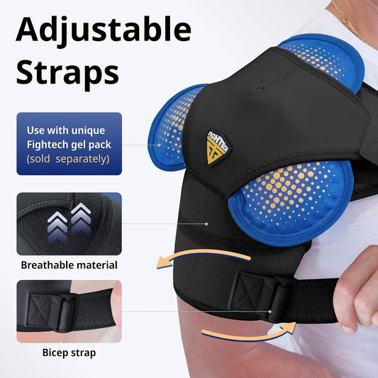 FIGHTECH Rotator Cuff Shoulder Brace Black Large - Fits Most - Bicep 12–1in