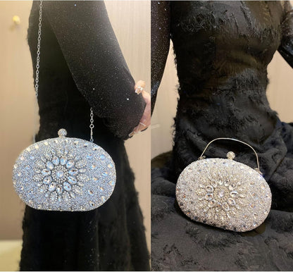 Crystal Women Evening Clutch Rhinestone Bag Bling Purse Glitter Radiant Shouder bag for Christmas Bridal Wedding Party