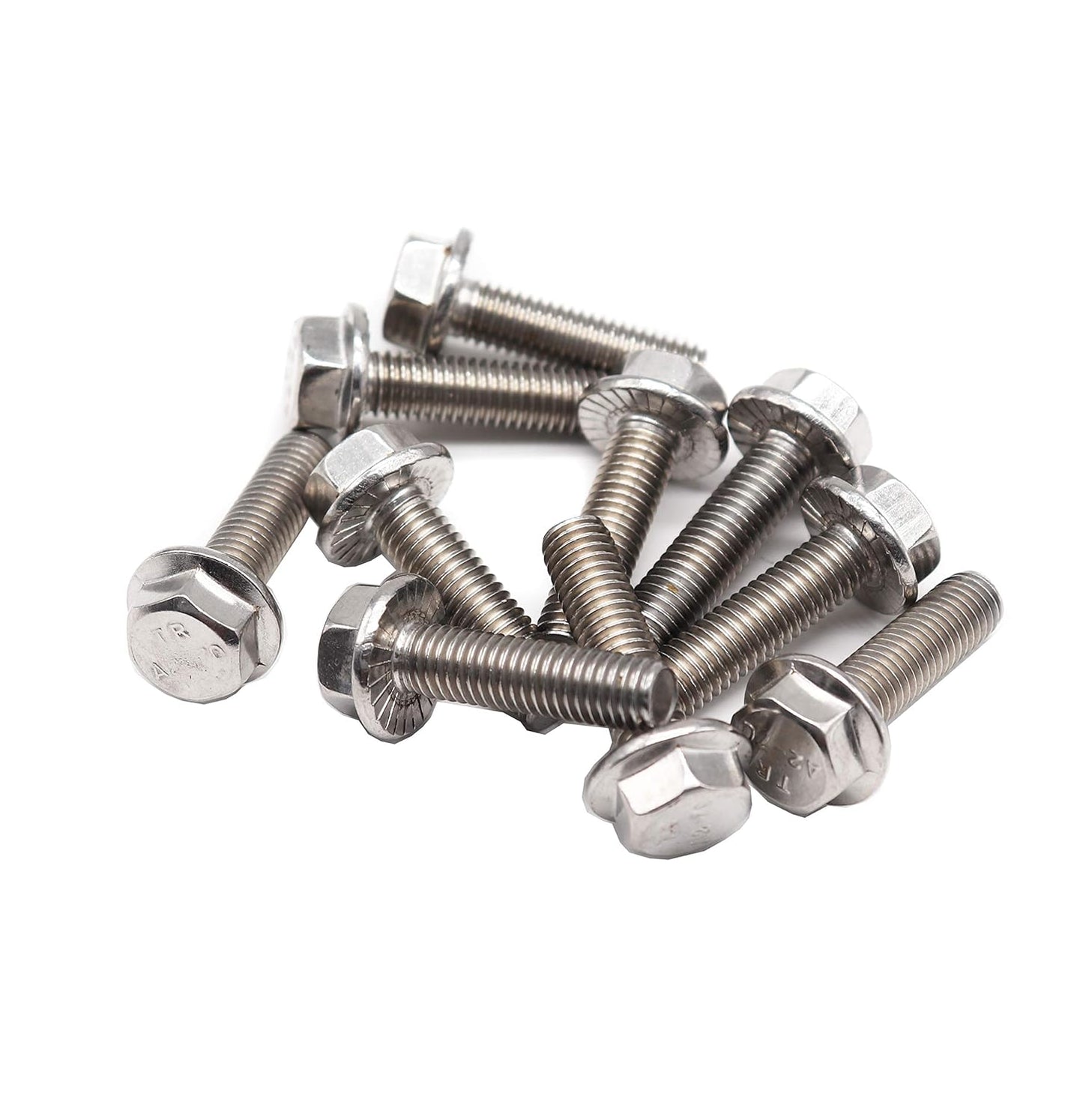 binifiMux 4pcs M10-1.25 x 70mm Serrated Flanged Hex Bolts Flange Hexagon Screws, Stainless Steel 18-8 (304), Plain Finish, DIN 6921
