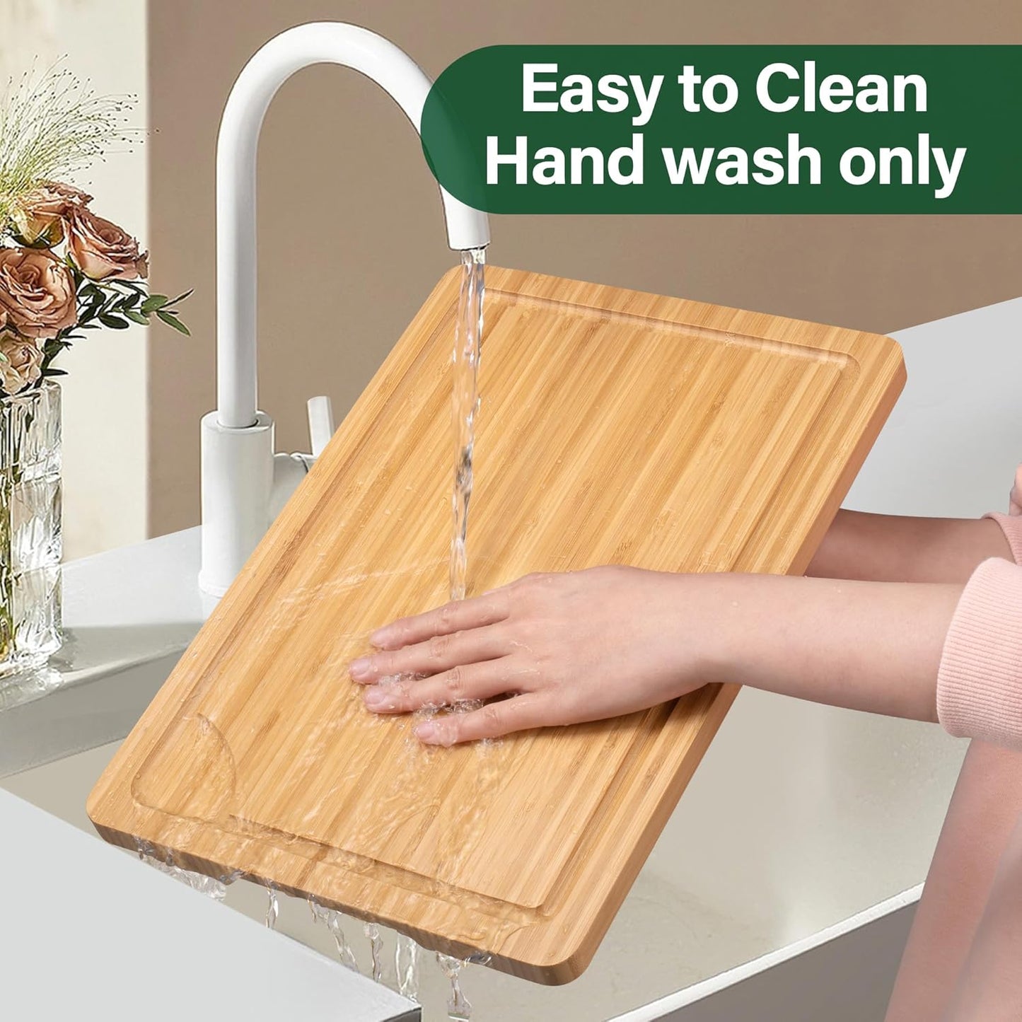 Bamboo Cutting Board Set of 3, Cutting Boards for Kitchen with Juice Groove, Bamboo Chopping Board Set, Serving Board Set for Meat, Fruit Vegetable and Cheese