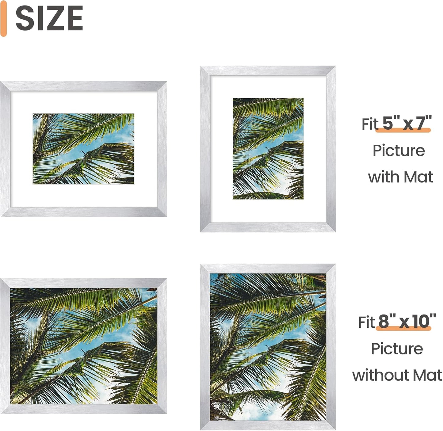 upsimples 11x14 Picture Frame, Display Pictures 8x10 with Mat or 11x14 Without Mat, Wall Hanging Photo Frames, Black