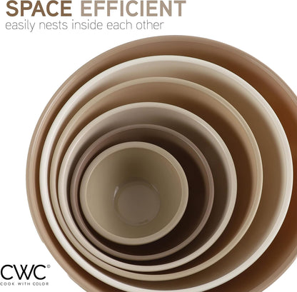 COOK WITH COLOR Mixing Bowls with TPR Lids - 12 Piece Plastic Nesting Bowls Set Includes 6 Prep Bowls and 6 Lids, Microwave Safe Mixing Bowl Set (Mint)