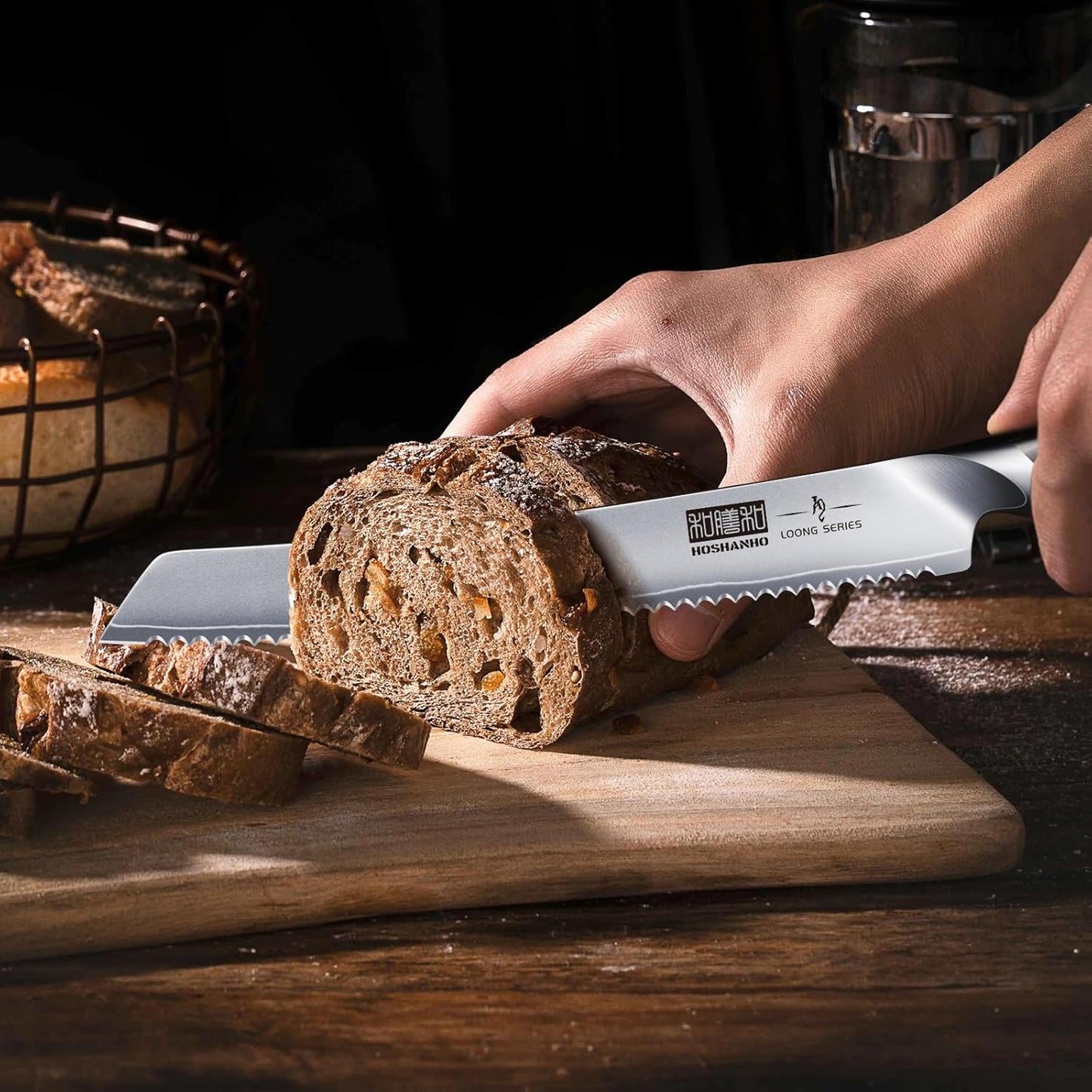 HOSHANHO Bread Knife 10 inch, Japanese High Carbon Stainless Steel Serrated Bread Knife, Professional Bread Cutting Knife for Homemade Bread