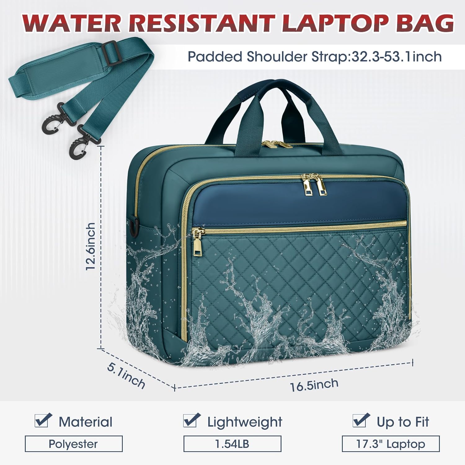 Laptop Bag 17 Inch Laptop Briefcase for Women Waterproof Computer Messenger Bag Professional Laptop Case for Business Work - PuriLite