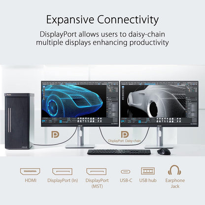 ASUS ProArt Display 27" Monitor PA278CV - WQHD (2560 x 1440), IPS, 100% sRGB, 100% Rec. 709, ΔE < 2, Calman Verified, USB Hub, USB-C, DisplayPort Daisy-Chaining, HDMI, Eye Care, Height Adjustable , BLACK/SLIVER