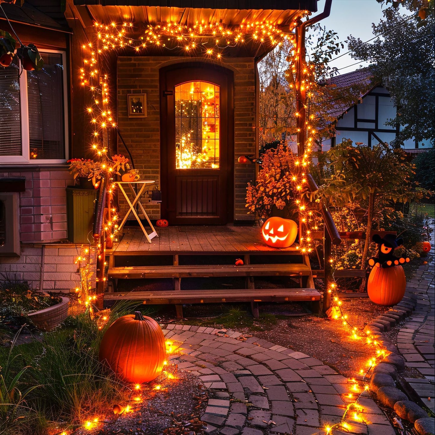 JMEXSUSS 2 Pack 75.5ft Orange Solar Christmas Lights, Total 400 LED Solar String Lights Outdoor Waterproof, 8 Modes Orange Halloween Lights for Tree Patio Garden Thanksgiving Halloween Decorations