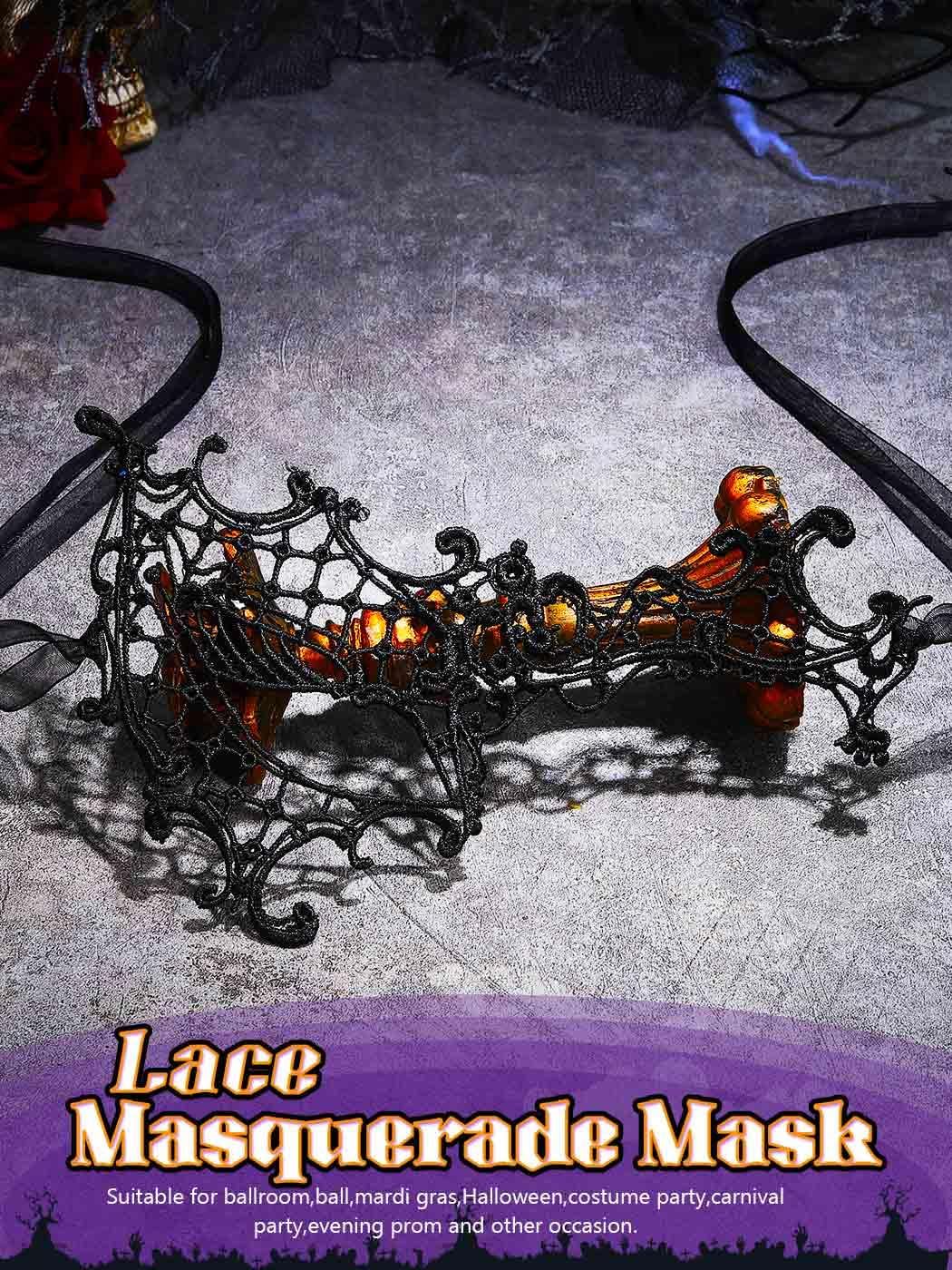 EASEDAILY Lace Masquerade Mask for Women Black Halloween Costume Eye Mask for Women