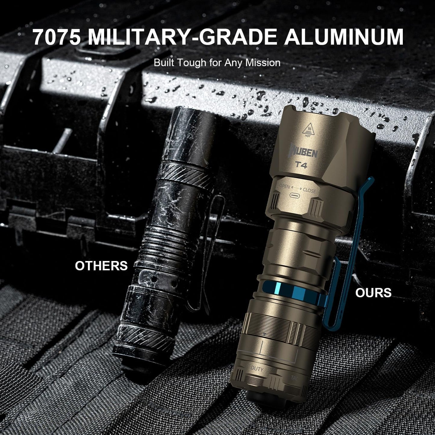 WUBEN T4 Flashlight Rechargeable, Mini Tactical Flashlight Military Grade 401M Long Throw, Small Flashlight with Tactical/Duty/Lock 3 Modes, EDC Flash Light for Police, Emergency and Daily Use