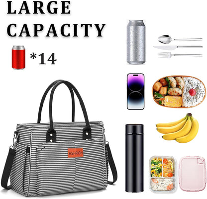 Lunch Bag for Women, Insulated Lunch Box for Work, Large Leakproof Cooler Purse with Side Pockets & Removable Shoulder Strap Women's Lunch Tote Bag for Picnic Work Beach Cute Lunch Bags (Heart)