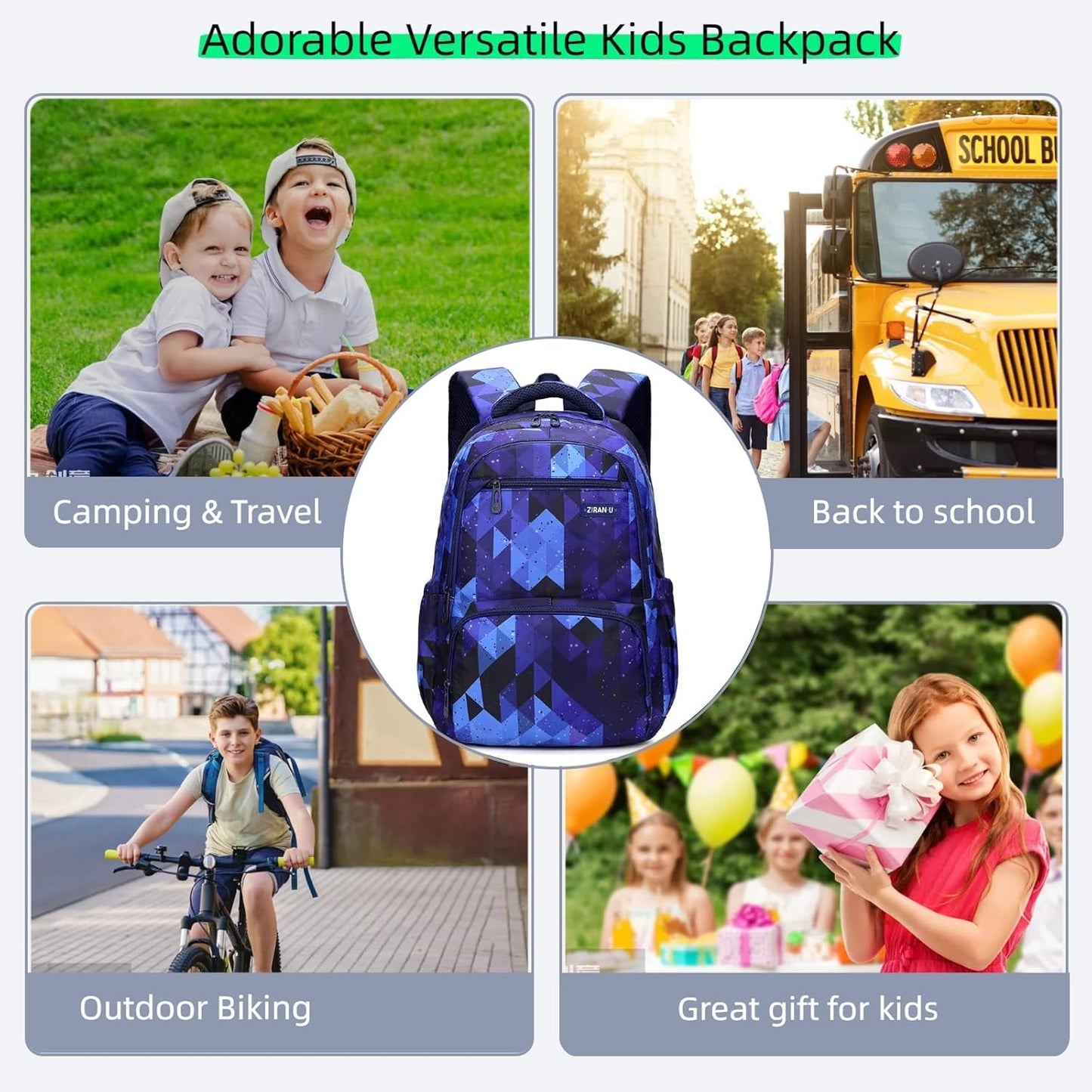 Kids Backpack for Boys Girls Nylon Elementary School Bags Durable Children Bookbags Casual Travel Back Pack