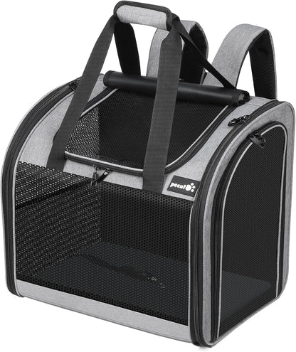 Pecute Cat Backpack, Upgraded Dog Backpack Carrier with Widened Interior Space, Pet Backpack Carrier for Small Dogs and Small to Medium Cats, Pet Travel Carrier with Soft Padded, Reinforced Support
