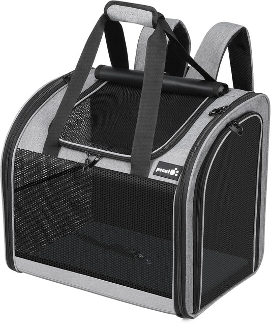 Pecute Cat Backpack, Upgraded Dog Backpack Carrier with Widened Interior Space, Pet Backpack Carrier for Small Dogs and Small to Medium Cats, Pet Travel Carrier with Soft Padded, Reinforced Support